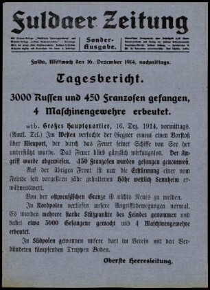 Zweite Ausgabe vom Mittwoch, den 16. Dezember 1914.