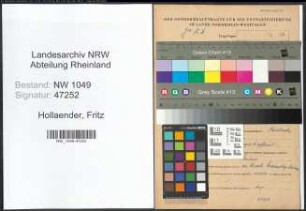 Entnazifizierung Fritz Hollaender , geb. 17.08.1894 (Zimmermann)