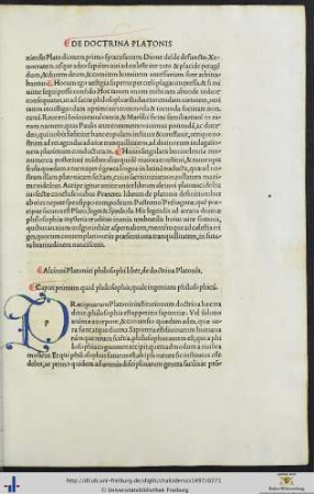Alcinoi Platonici philosophi liber de doctrina Platonis