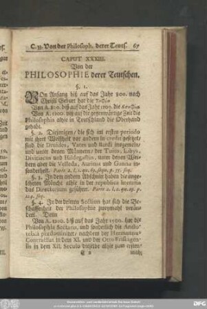 Caput XXXIII. Von der Philosophie derer Teutschen.