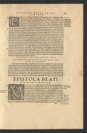 Epistola Beati Pauli Apostoli Ad Hebraeos.