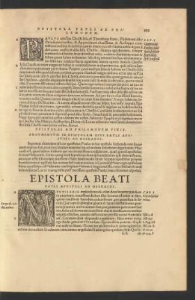 Epistola Beati Pauli Apostoli Ad Hebraeos.