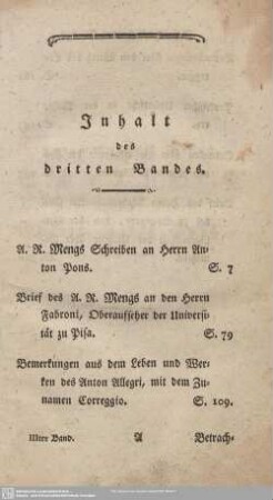 Inhalt des dritten Bandes.
