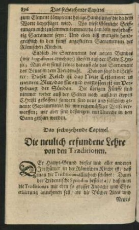 Das sechszehende Capittel. Die neulich erfundene Lehre von den Traditionen.