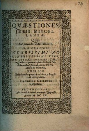 Quaestiones iuris miscellaneae
