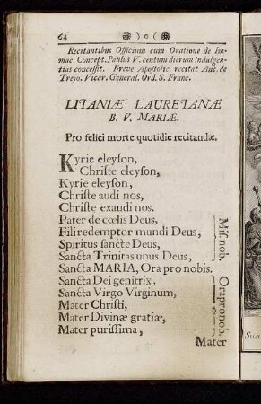Litaniæ Lauretanæ B. V. Mariæ.