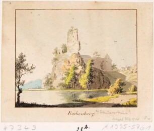 Die Burgruine in Rechenberg (heute Rechenberg-Bienenmühle) über der Freiberger Mulde im Osterzgebirge in Mittelsachsen
