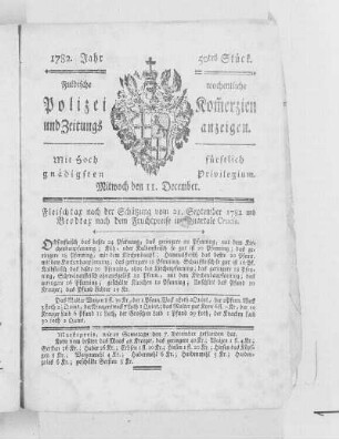 50tes Stück., Ausgabe vom 11. Dezember 1782