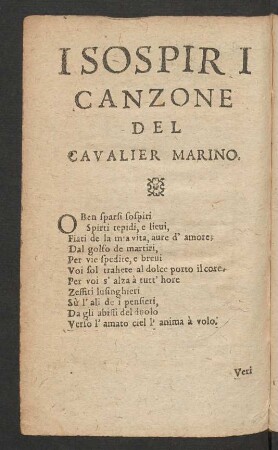 Isospiri Canzone Del Cavalier Marino.