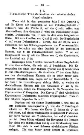 § 3. Bianchische Transformationen der windschiefen Kegelschnitt.