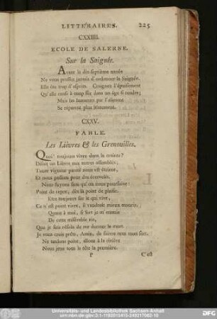 CXXV. Fable. Les Lièvres & les Grenouilles.