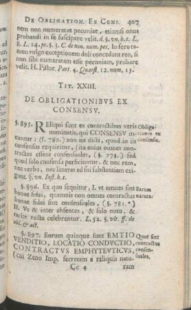 Tit. XXIII. De Obligationibvs Ex Consensv.