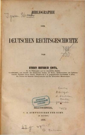 Bibliographie der deutschen Rechtsgeschichte