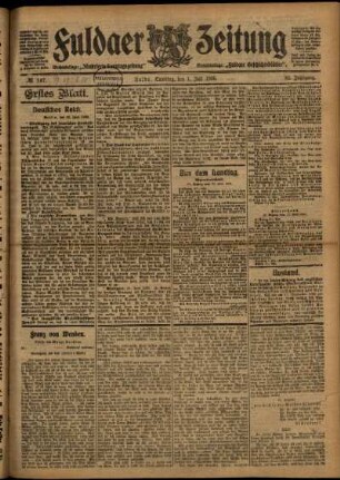 Erste Ausgabe vom Samstag, den 01. Juli 1905.