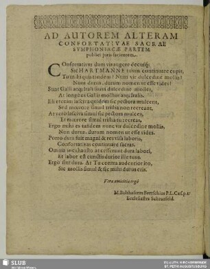 [Widmungsgedicht] Ad autorem alteram