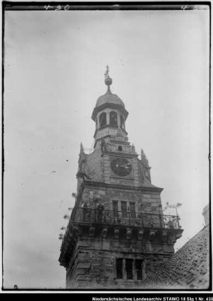 Ausbesserungsarbeiten am Schlossturm in Wolfenbüttel Enthält: Großaufnahme des Oberteils des Turms