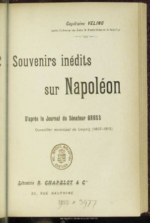 Souvenirs inédits sur Napoléon