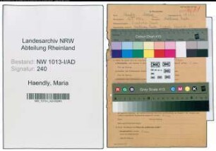 Entnazifizierung Maria Haendly , geb. 16.08.1906 ()