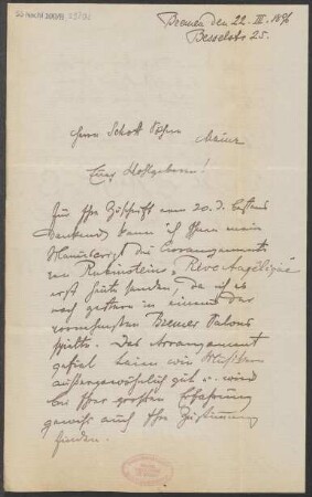 Brief an B. Schott's Söhne : 22.03.1896