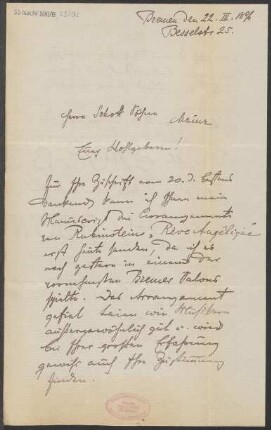 Brief an B. Schott's Söhne : 22.03.1896
