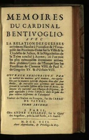 Mémoires du Cardinal Bentivoglio / Tome 2
