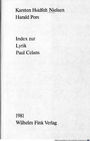 Index zur Lyrik Paul Celans