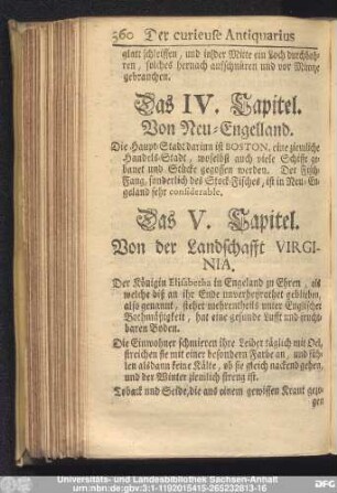 Das V. Capitel. Von der Landschafft Virginia.