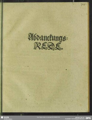 Abdankung : Abdanckungs-Rede
