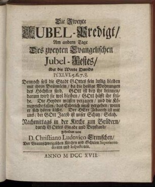 Die Zweyte Jubel-Predigt.