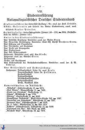 VIII. Studentenführung NSDStB