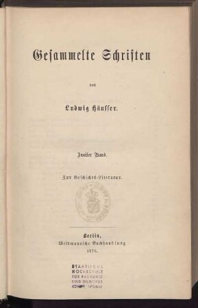 Bd. 2: Zur Geschichts-Literatur