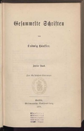 Bd. 2: Zur Geschichts-Literatur