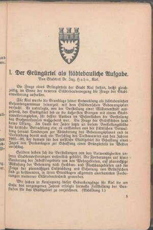 I. Der Grüngürtel als städtebauliche Aufgabe.
