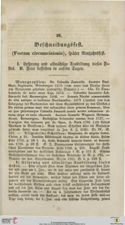 26. Beschneidungsfest (Festum circumcisionis), später Neujahrsfest