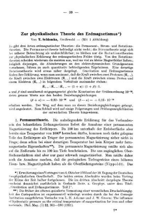 Zur physikalischen Theorie des Erdmagnetismus