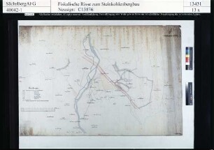 Zwickau, Schedewitz, Bockwa, Oberhohndorf und Reinsdorf, Schächte verschiedener Werke mit Abbaubegrenzungen auf den Flözen
