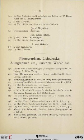 Photographien, Lichtdrucke, Autographien etc., illustrierte Werke etc. (Nr. 250-289)