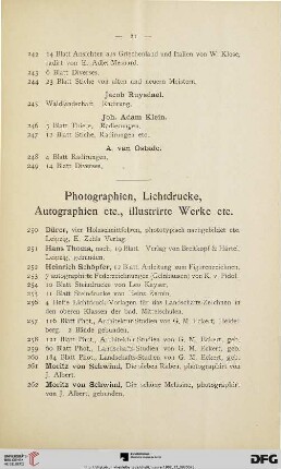 Photographien, Lichtdrucke, Autographien etc., illustrierte Werke etc. (Nr. 250-289)
