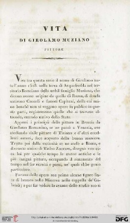 Vita di Girolamo Muziano, pittore