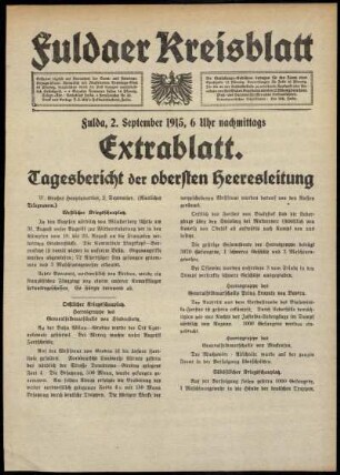Ausgabe vom Donnerstag, den 02. September 1915.