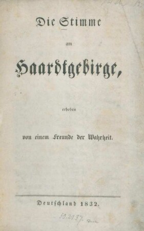 Die Stimme am Haardtgebirge