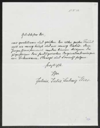 Brief von Julius Elias, Julie Elias und Ludwig Elias an Gerhart Hauptmann