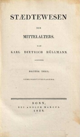 Städtewesen des Mittelalters, 3. Gemeinheitsverfassung