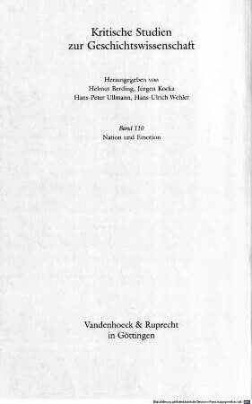 Nation und Emotion : Deutschland und Frankreich im Vergleich ; 19. und 20. Jahrhundert