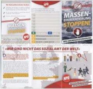 Illustrierte Flugschrift der NPD gegen die Flüchtlingspolitik der Bundesregierung