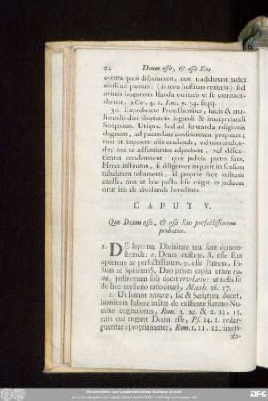 Caput V. Quo Deum esse, & esse Ens perfectissimum probatur.