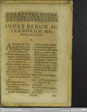 Index Rerum Ac Verborum Memorabilium