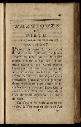 Pratiques De Piete Pour Honorer Le Trés-Saint Sacrament.