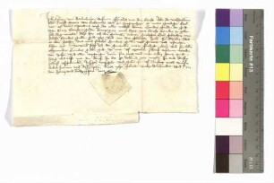 Kilian von Berlichingen gegen Kraft von Hohenlohe: Schuldbrief; aufgedr. Siegel.