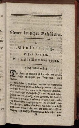 Erstes Kapitel. Allgemeine Vorerinnerungen.